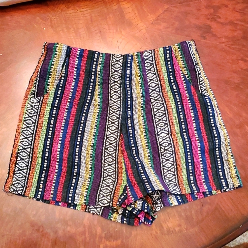 Woven Festival Shorts Rainbow Aztec